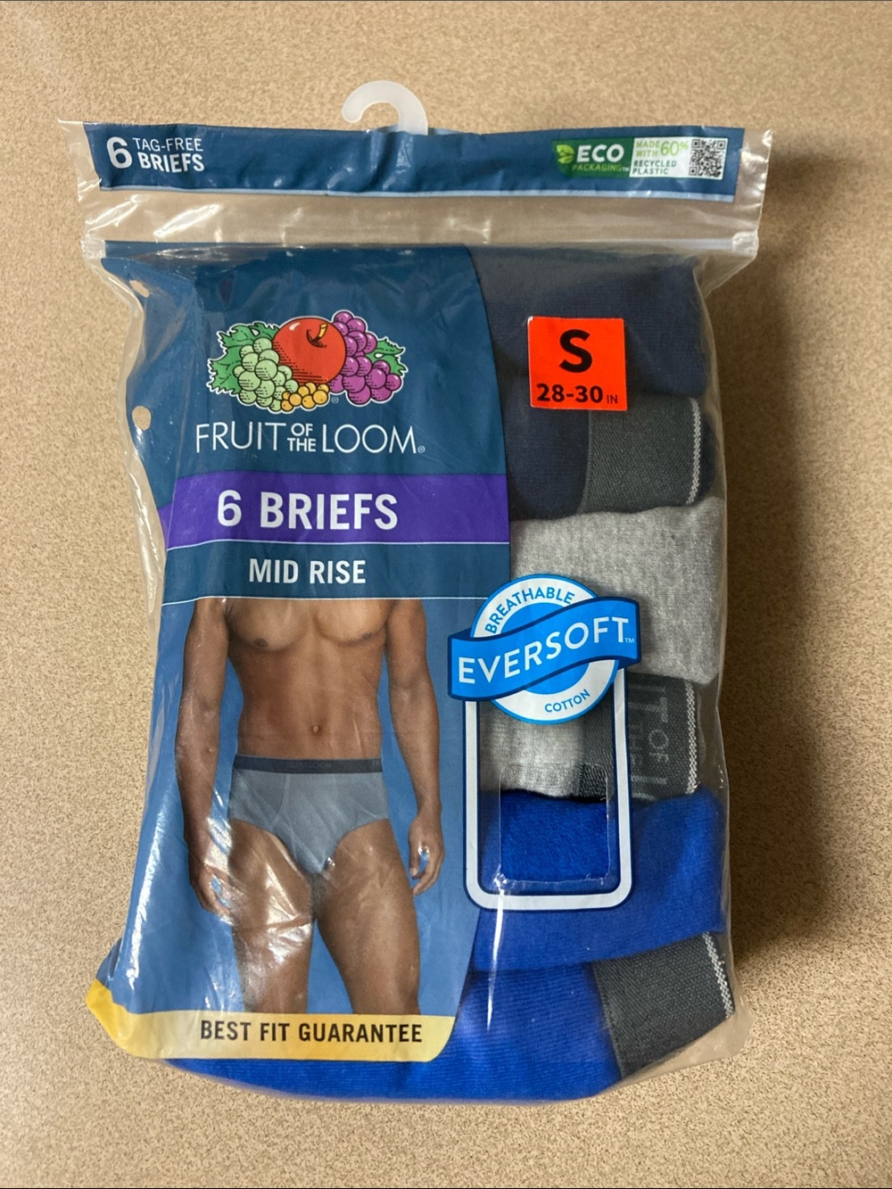 Fruit of the Loom Men’s Mid-Rise Briefs – Blue & Gray (6-Pack)